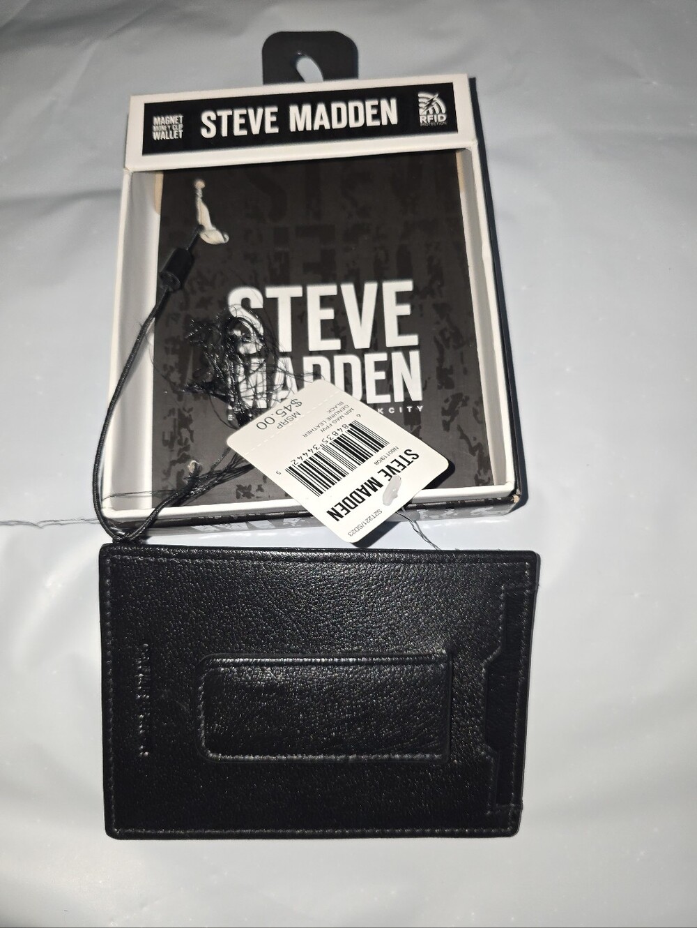 NWT Steve Madden Black Men's Card Sleeve Cards Wallet MSRP $46